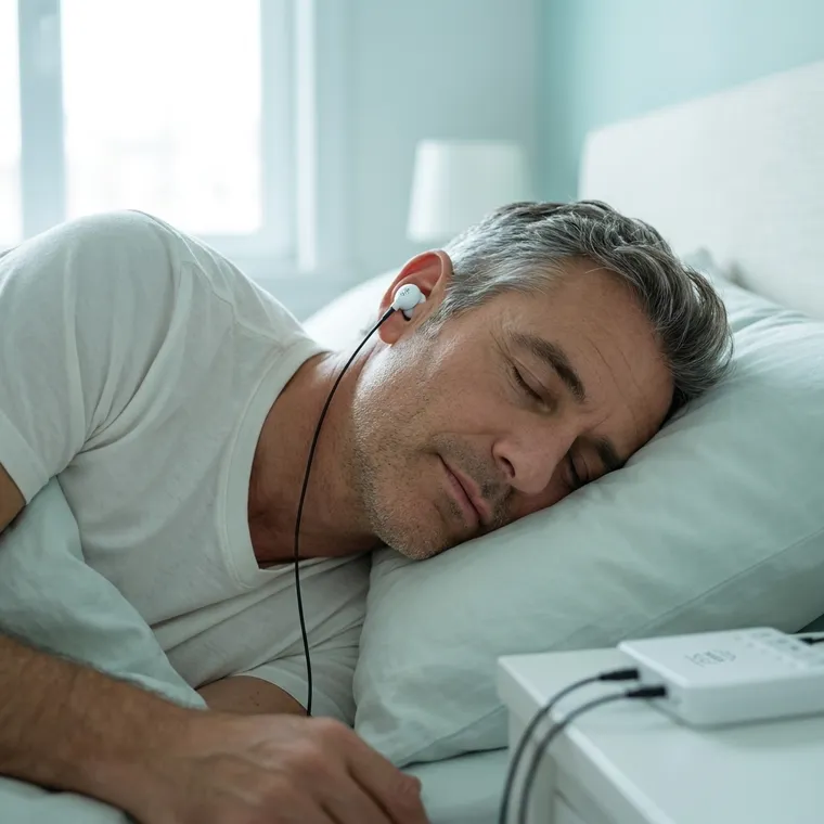 Patient asleep wearing NAOX LINK